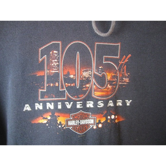 HARLEY DAVIDSON BLACK WISCONSIN HOODIE 105th Anniversay WOMEN'S SIZE L Preowned - Picture 2 of 7